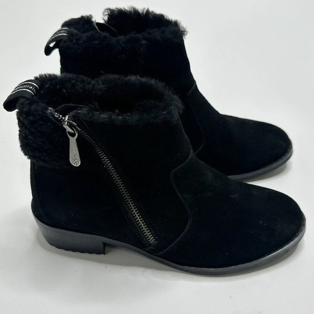 EMU Australia Merck W12400 Ankle Boots Black Womens Size 7‎ Suede